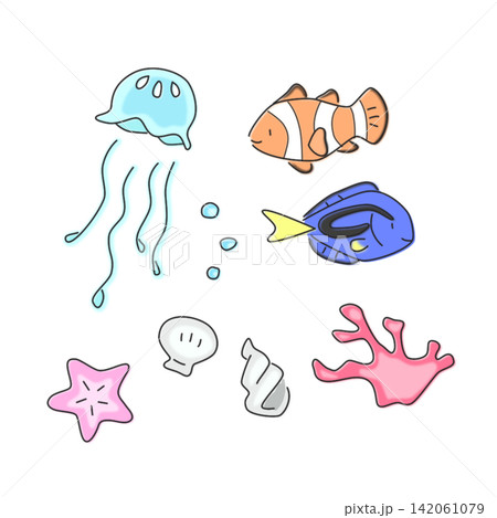 海のセットのイラスト 142061079