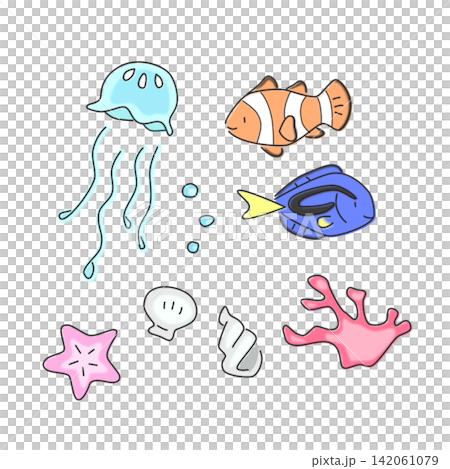 海のセットのイラスト 142061079