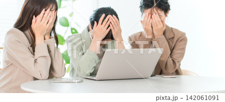 ミーティングが難航し行き詰まるビジネスウーマン(失敗,ミス) ミーティングが難航し行き詰まるビジネスウーマン(失敗,ミス) 142061091