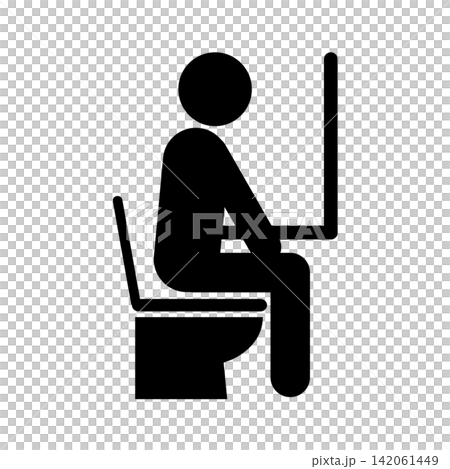便器着座(手摺)/自立支援・福祉住環境ピクトグラム(黒/グレー) 便器着座(手摺)/自立支援・福祉住環境ピクトグラム(黒/グレー) 142061449