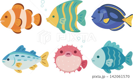 熱帯魚のイラストセット 142061570