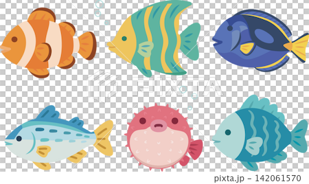 熱帯魚のイラストセット 142061570