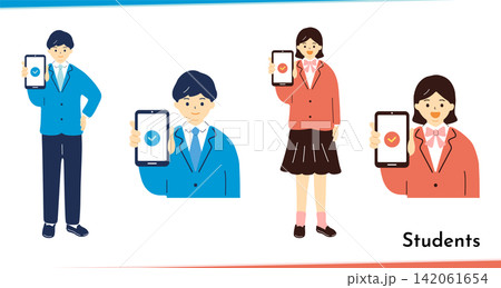 スマートフォンを使う制服の学生 142061654