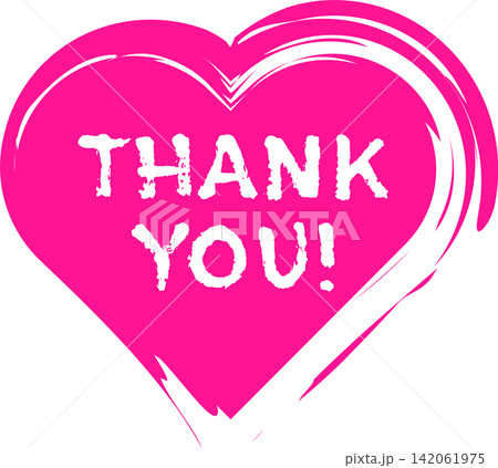 Thank You ! - ハートで装飾された手書き風の書体のThank You !ありがとうの文字 142061975