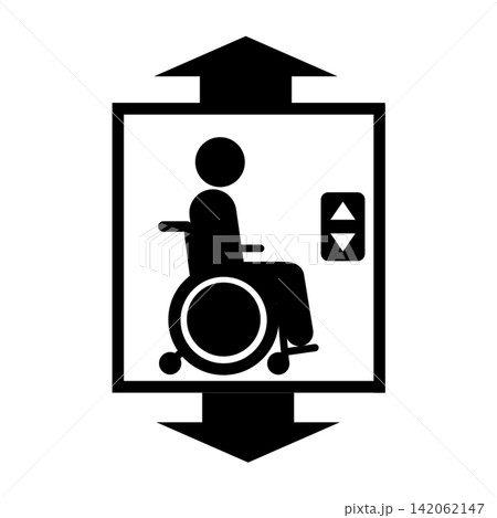 ホームエレベーター／自立支援・福祉住環境ピクトグラム（黒／グレー） 142062147