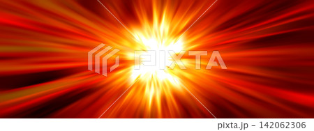 爆発する光とスピード感を表現した赤と黄色の抽象背景 爆発する光とスピード感を表現した赤と黄色の抽象背景 142062306