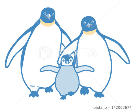 皇帝ペンギンの親子のイラスト 142063674