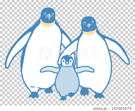 皇帝ペンギンの親子のイラスト 142063674