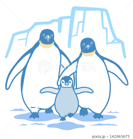 皇帝ペンギンの親子のイラスト 142063675
