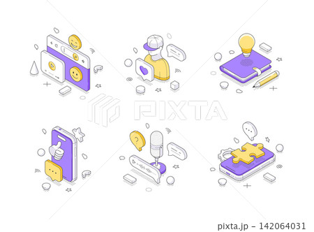 Modern Content Creation And Digital Marketing Strategy Isometric Vector Illustration Icon Set Modern Content Creation And Digital Marketing Strategy Isometric Vector Illustration Icon Set 142064031