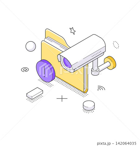 Data Surveillance And Confidential File Security Isometric Vector Illustration Design 142064035
