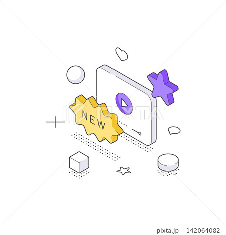 New Product Or Feature Update And Rating Star Isometric Vector Illustration New Product Or Feature Update And Rating Star Isometric Vector Illustration 142064082