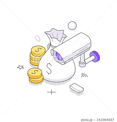 Financial Security And Investment Money Protection System Isometric Vector Illustration 142064087