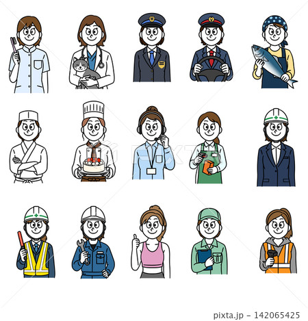 働く女性・職業・仕事のイラスト素材セット② 142065425