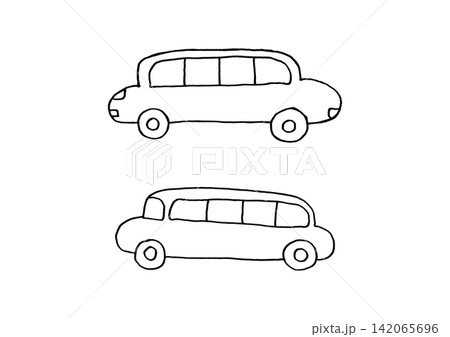 全長が長い車の手描きイラストセット(線画) 全長が長い車の手描きイラストセット(線画) 142065696