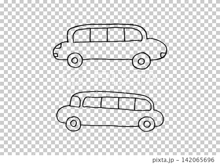 全長が長い車の手描きイラストセット(線画) 全長が長い車の手描きイラストセット(線画) 142065696