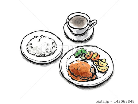 レトロ喫茶店で食べたいハンバーグプレート レトロ喫茶店で食べたいハンバーグプレート 142065849