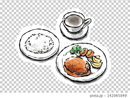レトロ喫茶店で食べたいハンバーグプレート レトロ喫茶店で食べたいハンバーグプレート 142065849