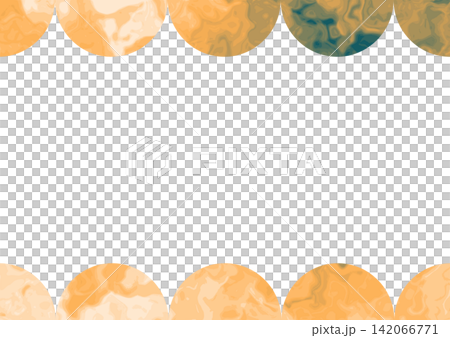 Orange top and bottom scalloped watercolor frame Orange top and bottom scalloped watercolor frame 142066771