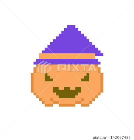 ハロウィンのカボチャのドット絵 ハロウィンのカボチャのドット絵 142067483