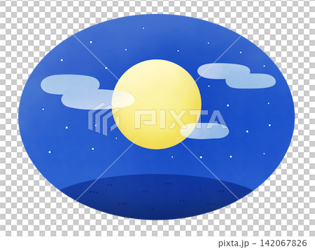 滿月、星星和山丘的插圖 滿月、星星和山丘的插圖 142067826