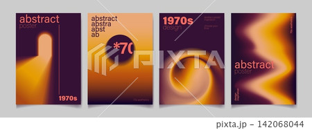 Retro 70s poster designs with abstract shapes 142068044