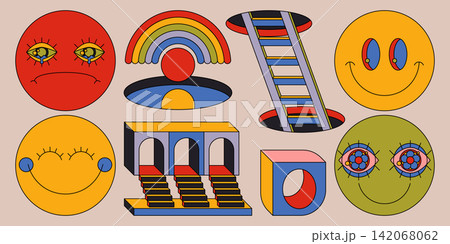Surreal y2k abstract ladders, stairs and door arch 142068062