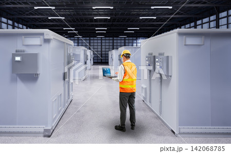 Engineer control energy storage system or battery container unit in factory Engineer control energy storage system or battery container unit in factory 142068785