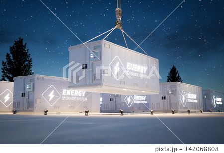 Energy storage system or battery container unit in winter Energy storage system or battery container unit in winter 142068808