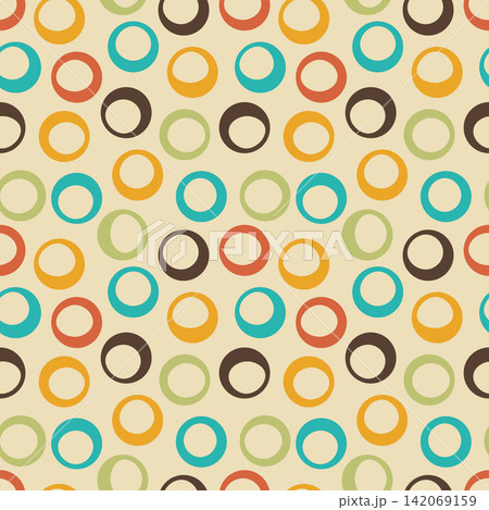 Colorful geometric seamless pattern with retro circle rings. Abstract modern background for wallpaper, textile and wrapping paper 142069159