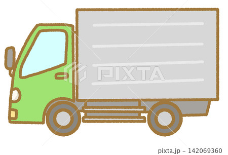 緑の運送トラックのシンプルな手描きイラスト 挿絵にできる車イラスト 緑の運送トラックのシンプルな手描きイラスト 挿絵にできる車イラスト 142069360