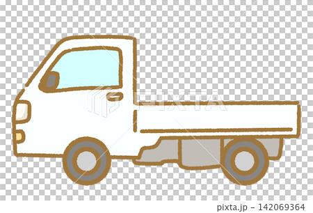 一輛輕型卡車的簡單手繪插圖圖示;可用作插圖的汽車插圖。 一輛輕型卡車的簡單手繪插圖圖示;可用作插圖的汽車插圖。 142069364
