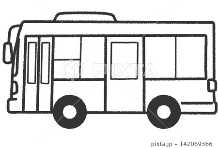 シンプルな路線バスのモノクロ手描きイラストアイコン 挿絵に使える車イラスト シンプルな路線バスのモノクロ手描きイラストアイコン 挿絵に使える車イラスト 142069366