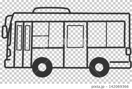 シンプルな路線バスのモノクロ手描きイラストアイコン 挿絵に使える車イラスト シンプルな路線バスのモノクロ手描きイラストアイコン 挿絵に使える車イラスト 142069366