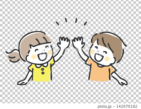 Children who are happy to give high-fives Children who are happy to give high-fives 142070182