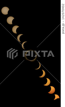 Solar Eclipse Sequence Showing Different Phases in Spain 142070402