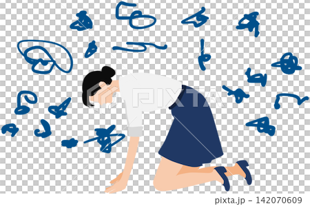 Illustration of a woman having trouble at work Illustration of a woman having trouble at work 142070609