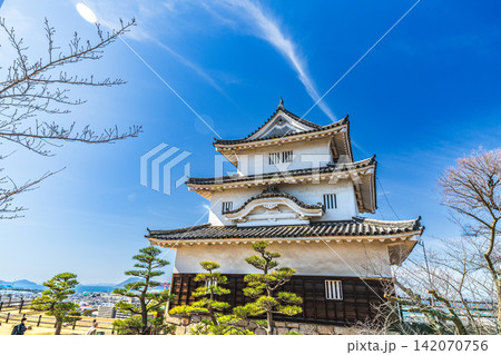 【日本100名城】丸亀城 天守南側の春の風景 香川県丸亀市 【日本100名城】丸亀城 天守南側の春の風景 香川県丸亀市 142070756