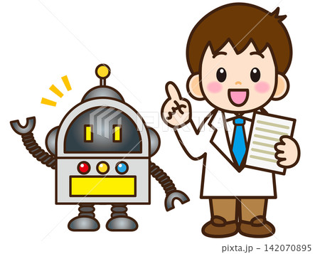 ロボット開発する子供博士のイラスト素材4 142070895