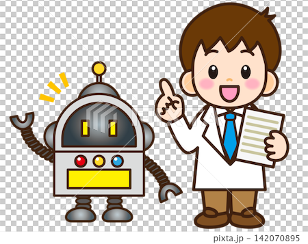 ロボット開発する子供博士のイラスト素材4 142070895