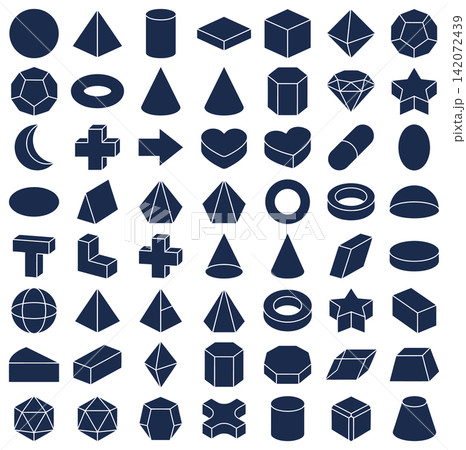 Basic 3d geometric shapes collection for educational math or architectural modeling and design projects Basic 3d geometric shapes collection for educational math or architectural modeling and design projects 142072439
