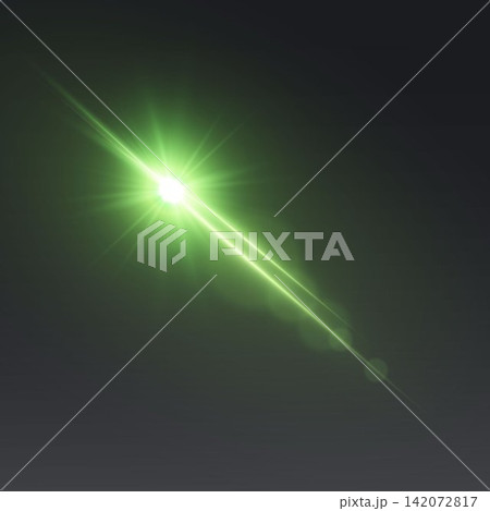 Green light effect creating abstract lens flare and ray of light 142072817