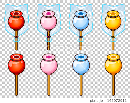 りんご飴のイラスト素材セット2 りんご飴のイラスト素材セット2 142072911