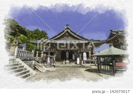 水彩画風 一畑薬師 観音堂 島根県出雲市 水彩画風 一畑薬師 観音堂 島根県出雲市 142073017
