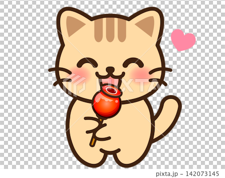 Illustration of a cat eating a candy apple (5 illustrations) Illustration of a cat eating a candy apple (5 illustrations) 142073145