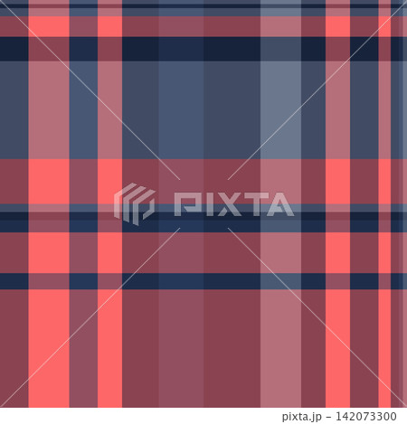 Rose check plaid fabric, sparse textile pattern tartan. Uk seamless vector background texture in red and blue colors. 142073300
