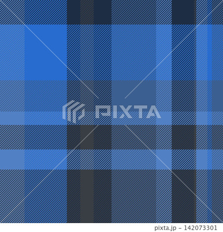 Post fabric seamless tartan, grid background textile plaid. Vichy pattern check texture vector in dark and blue colors. Post fabric seamless tartan, grid background textile plaid. Vichy pattern check texture vector in dark and blue colors. 142073301