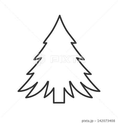 Minimalist pine tree outline vector icon. A simple, clean Christmas fir tree linear design, perfect for festive holiday branding, nature logo designs, and winter graphics. Minimalist pine tree outline vector icon. A simple, clean Christmas fir tree linear design, perfect for festive holiday branding, nature logo designs, and winter graphics. 142073408