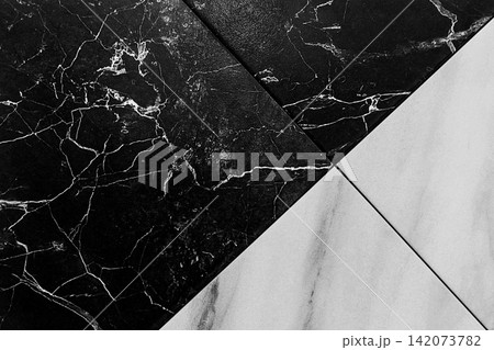 Black white diagonal line stripe ceramic tile abstract cracks pattern texture floor background structure backdrop flooring 142073782