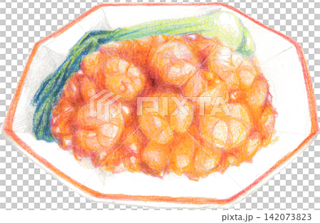 手繪風格的蝦仁辣椒插圖 手繪風格的蝦仁辣椒插圖 142073823
